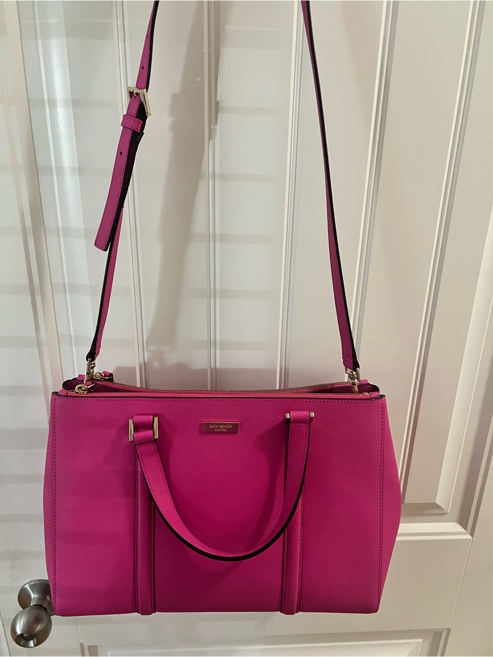 Kate Spade Vibrant Pink Structured Satchel with Removable Strap - Picture 2 of 16